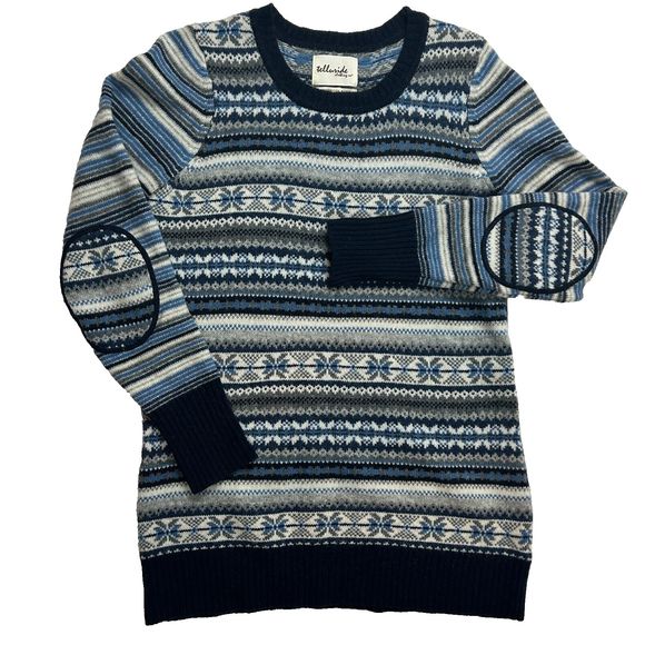 Telluride Clothing Company Sweaters - Telluride Clothing Lambswool Blend Blue Icelandic Stripe Crewneck Sweater Size L